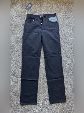 Versace Men's Straight Black Jeans with Gray Pocket Detail